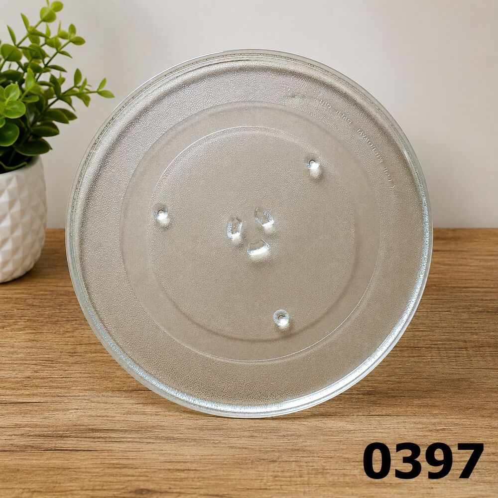 Universal Glass Microwave Turntable Plate Tray 14" 3-Part Clover Coupler- 0397